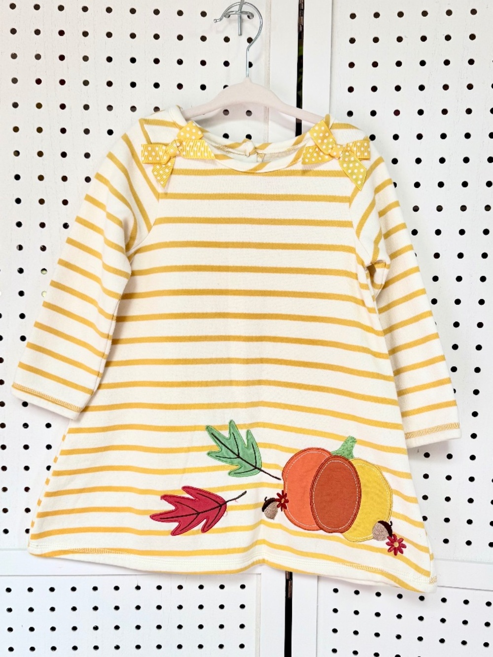 Good Lad Toddler Girls Fall Pumpkin Striped Dress - Size 3T